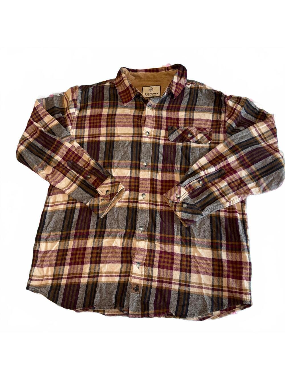 Legendary Whitetails Men's Large Plaid Cotton Button-Up Shirt Outdoor Casual